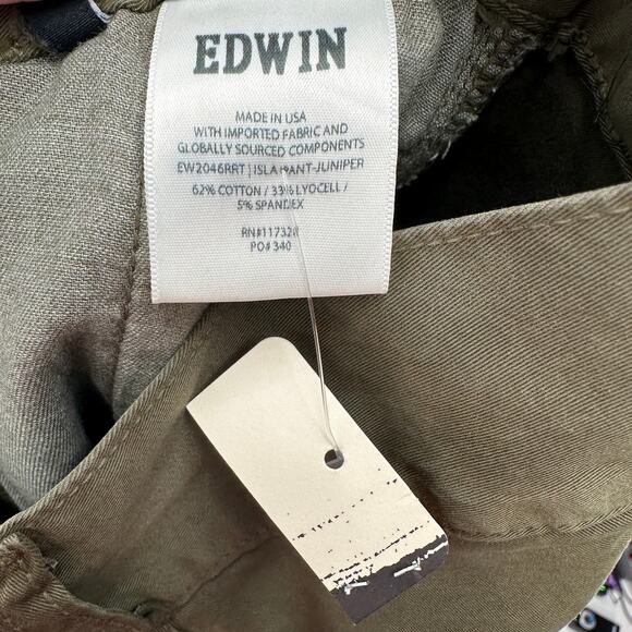 EDWIN NWT Evereve Olive Green Isla Pleated Barrel Leg Trouser Pant // 26 - Picture 13 of 15